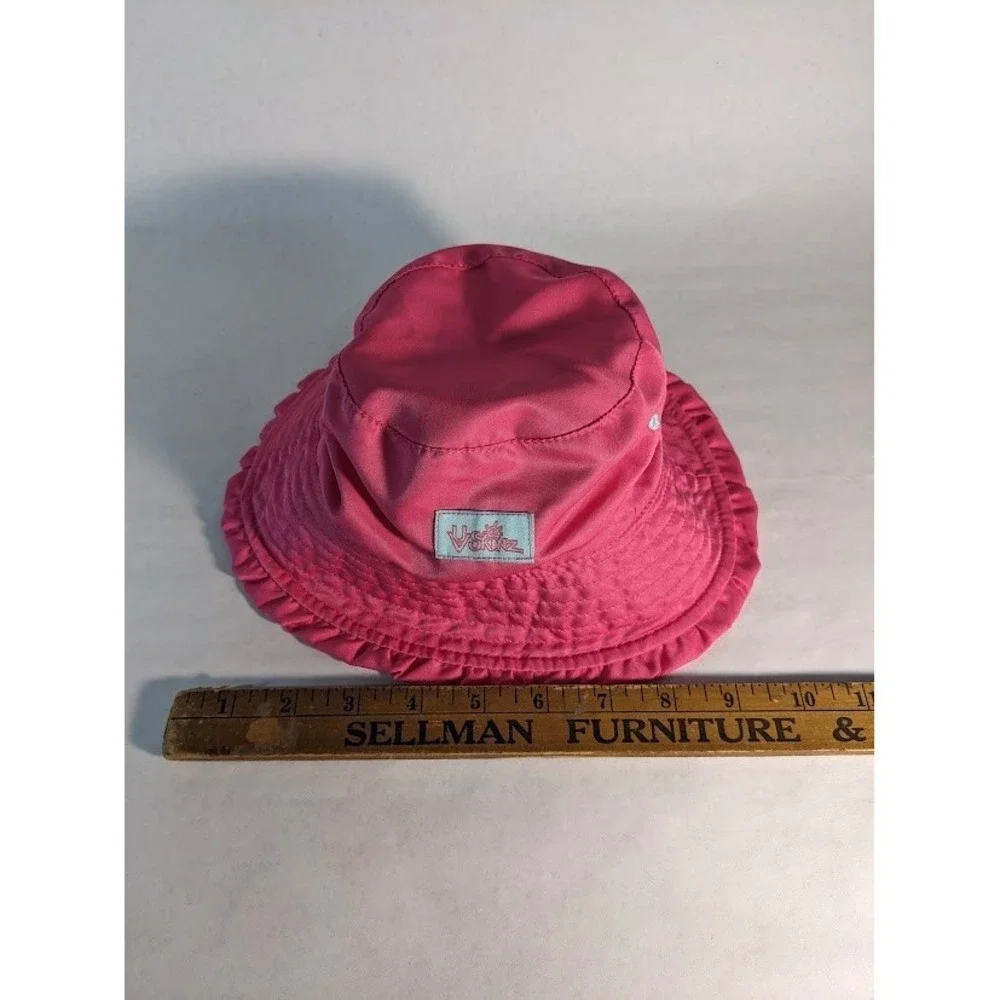 UV Skinz Girls Reversible Bucket Hat Pink Tropical Flamingo Sun Ruffle Brim 4-6